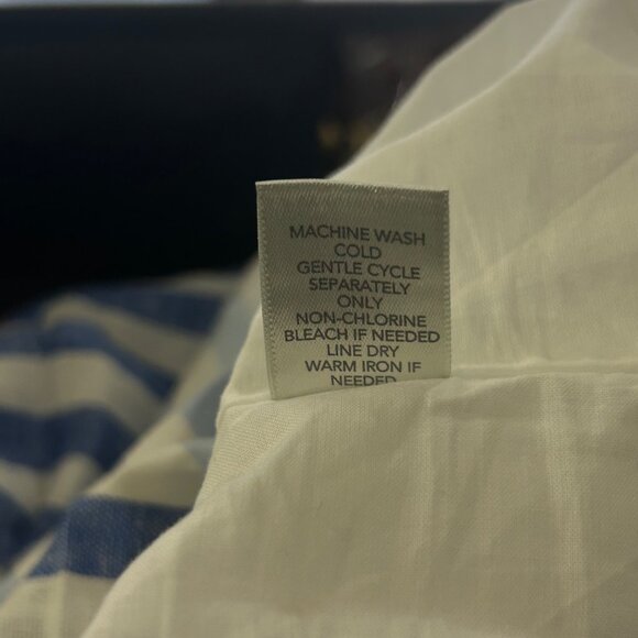 Christopher & Banks Skirt Women 16 Blue Cream Striped‎ Linen Blend Pleated Midi - Picture 8 of 9